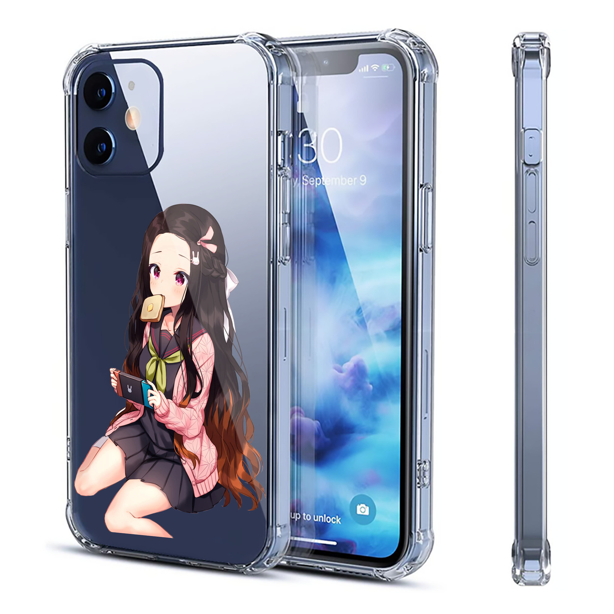 （画像用） 鬼滅の刃（きめつのやいば）竈門 禰󠄀豆子／かまど ねずこ Kamado Nezuko 【iPhone 12シリーズ対応】透明スマホケース（クリアソフトケース）